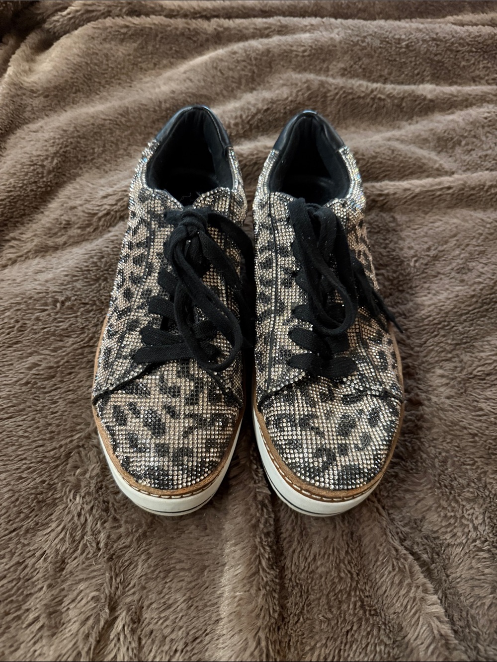 Chelsea & Violet Leopard-Pattern Rhinestone Platform Sneakers - Picture 2 of 7